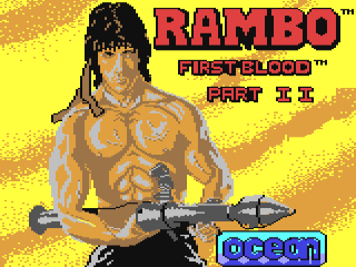 Rambo First Blood Part II title screen for Commodore 64